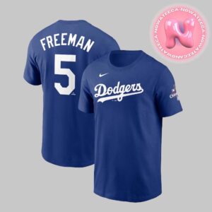 Freddie Freeman Los Angeles Dodgers Nike 2024 World Series Champions Name And Number Two Sides Unisex T-Shirt