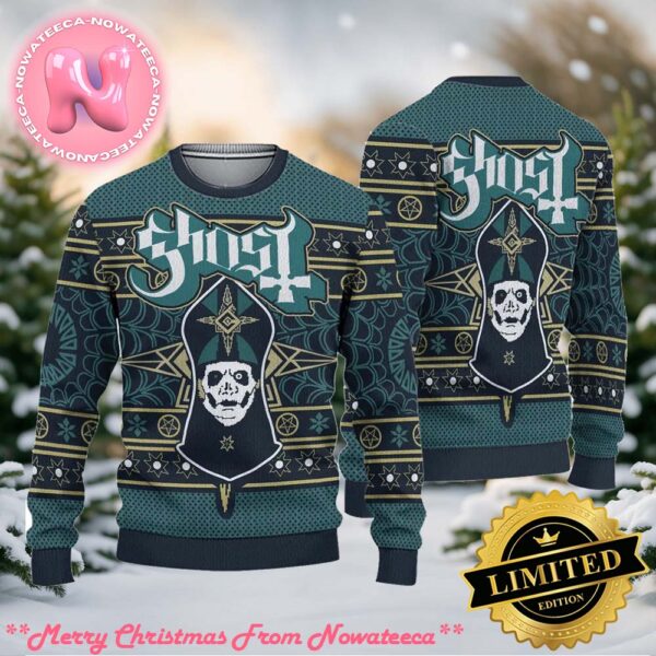 Ghost Band Sweater Papa Emeritus Skull Design Gothic Ugly Christmas Sweater Gift For Holiday