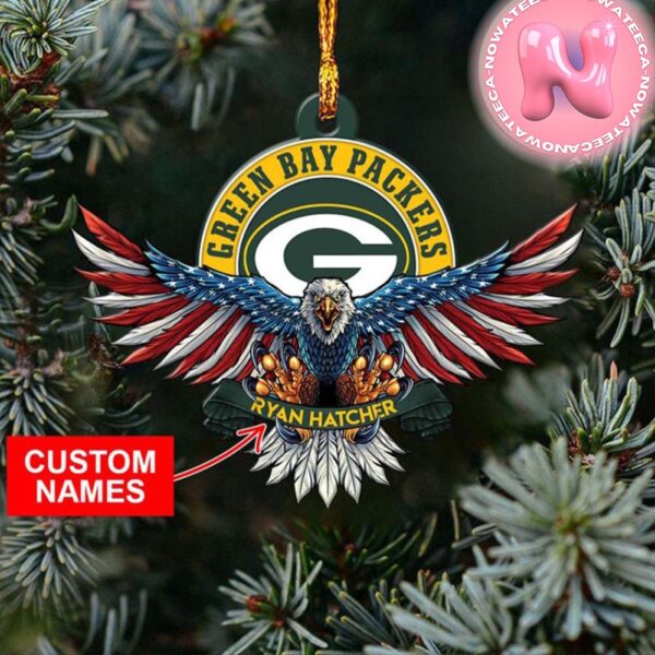 Green Bay Packers NFL Custom Name US Eagle Custom Shaped Ornament