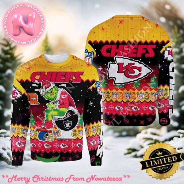 Grinch Stole Christmas Kansas City Chiefs The Toilet American Football NFL Ugly Sweater Jumper