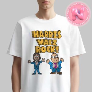 Harris And Walz Rocks Cartoon School Rock Harris Walz For President Of American 2025 Unisex T-Shirt