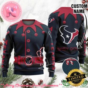 Houston Texans Ugly Sweater Custom Name NFL Football Gift For Holiday