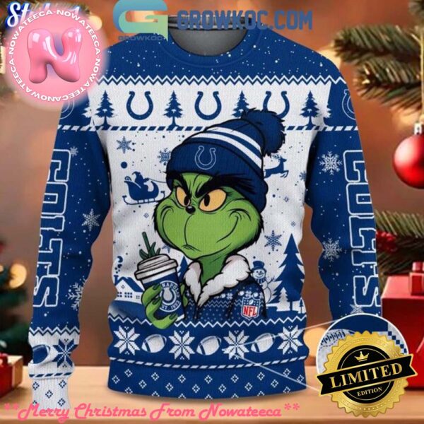 Indianapolis Colts Grinch Stolen Christmas 2024 Grinchmas Gift For Family Ugly Christmas Sweater