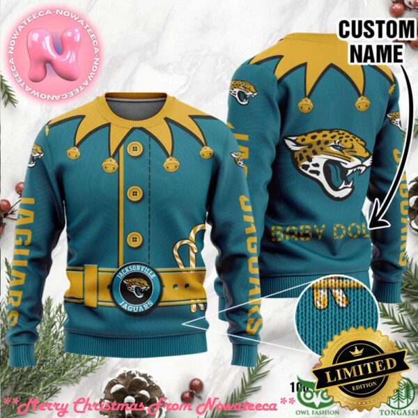 Jacksonville Jaguars Ugly Sweater Custom Name NFL Football Gift For Holiday