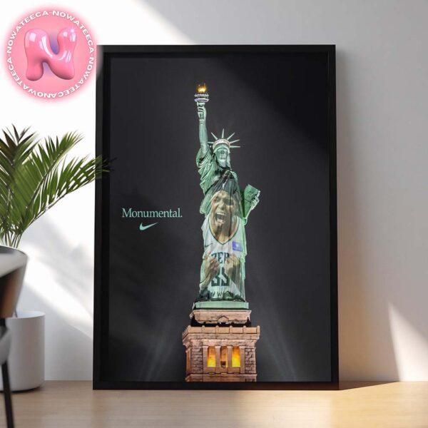 Jonquel Jones New York Liberty Nike 2024 WNBA Champions Monumental Statue Of Liberty Home Decor Poster Canvas