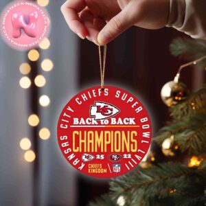 Kansas City Chiefs Super Bowl 58 NFL Back to Back Holiday Christmas Tree Ornament Christmas Tree Decorations Ornament