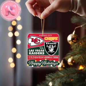 Kansas City Chiefs Vs Las Vegas Raiders 12 25 2023 NFL Happy Holidays Ornament Christmas Tree Decorations Ornament