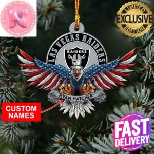 Las Vegas Raiders NFL Custom Name US Eagle Custom Shaped Ornament