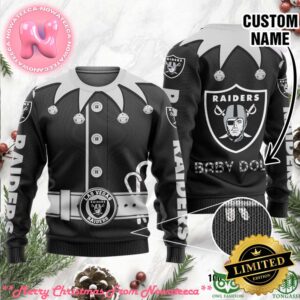 Las Vegas Raiders Ugly Sweater Custom Name NFL Football Gift For Holiday