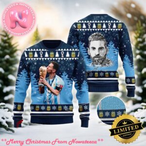 Lionel Messi Portrait World Cup Champion Ugly Sweater