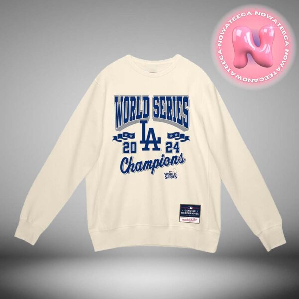 Los Angeles Dodgers Mitchell And Ness 2024 World Series Champions Arch Logo Fleece Pullover All Over Print Shirt Sweatshirt