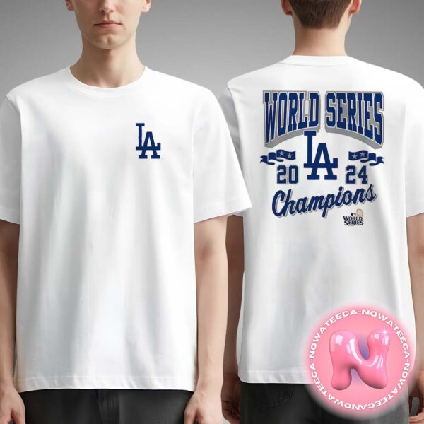 Los Angeles Dodgers Mitchell And Ness 2024 World Series Champions Arch Logo Two Sides Unisex T-Shirt