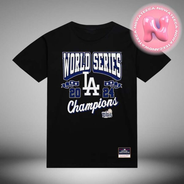 Los Angeles Dodgers Mitchell And Ness 2024 World Series Champions Arch Logo Two Sides Unisex T-Shirt