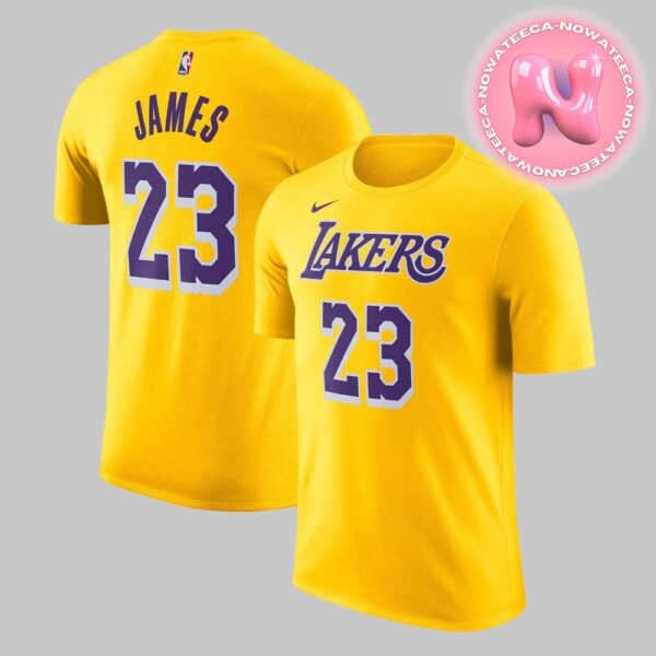 Los Angeles Lakers Lebron James And Nike Logo Name And Number 23 Two Side T-Shirt