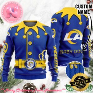 Los Angeles Rams Ugly Sweater Custom Name NFL Football Gift For Holiday