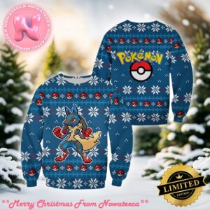 Lucario Pokemon Ugly Christmas Sweater  Xmas Gift Clothes For Holiday