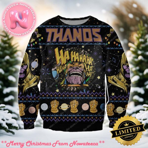 Marvel Thanos Mad Titan Laugh Black Ugly Christmas Sweater