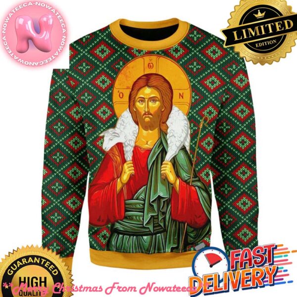 Mens Orthodox Jesus Christ Ugly Christmas Sweatshirt For Holiday 2024 Xmas Gifts