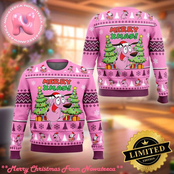 Merry Xmas Courage The Cowardly Dog Ugly Christmas Sweater