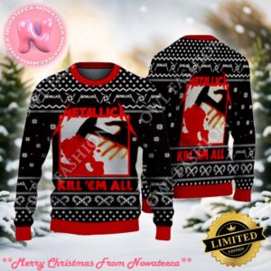 Metallica Kill Em Album All Snowflakes And Candy Cane Christmas Sweater Jumper Nowateeca