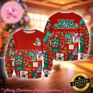 Mickey Mouse Minnie Donald Pattern Disney Characters Ugly Christmas Sweater Gift For Holiday