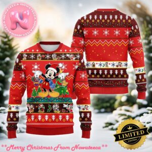 Mickey Mouse Pattern Red Ugly Christmas Sweater