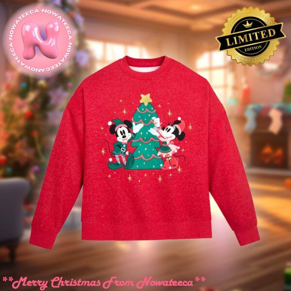 Mickey and Minnie Mouse Holiday Fashion Pullover Sweatshirt For Women Holiday Gift Ugly Christmas Sweater