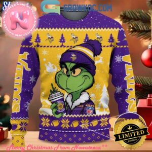 Minnesota Vikings Grinch Stolen Christmas 2024 Grinchmas Gift For Family Ugly Christmas Sweater