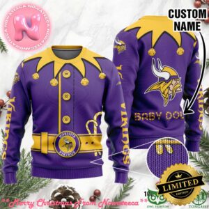 Minnesota Vikings Ugly Sweater Custom Name NFL Football Gift For Holiday