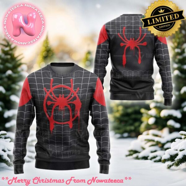 Movie Superhero Into The Spider Verse Miles Suit Custom Imitation Knitted Ugly Sweater