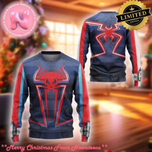 Movie Superhero Spiderman Miles 2099 Suit Custom Imitation Knitted Ugly Sweater