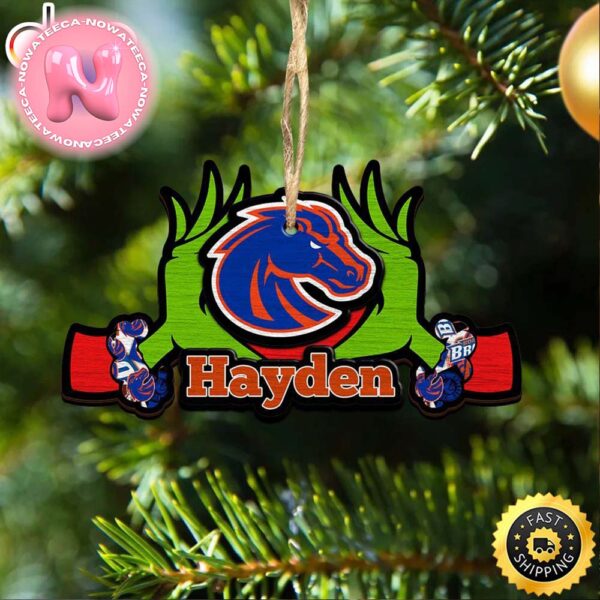 NCAA Boise State Broncos Grinch Christmas Ornament Personalized Your Name Christmas Tree Decorations Ornament