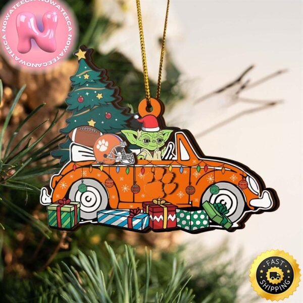 NCAA Clemson Tigers And Baby Yoda Christmas Ornament