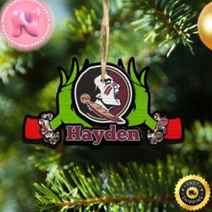 NCAA Florida State Seminoles Grinch Christmas Ornament Personalized Your Name