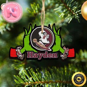 NCAA Florida State Seminoles Grinch Christmas Ornament Personalized Your Name Christmas Tree Decorations Ornament