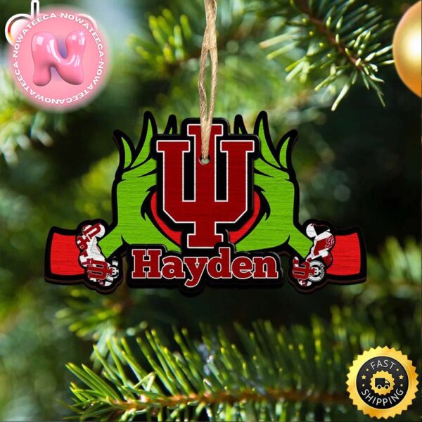 NCAA Indiana Hoosiers Grinch Christmas Ornament Personalized Your Name Christmas Tree Decorations Ornament