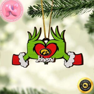 NCAA Lowa Hawkeyes And Grinch Christmas Ornament Custom Your Name