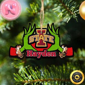 NCAA Lowa State Cyclones Grinch Christmas Ornament Personalized Your Name