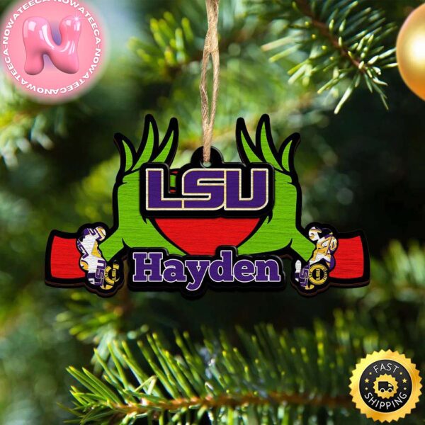 NCAA LSU Tigers Grinch Christmas Ornament Personalized Your Name