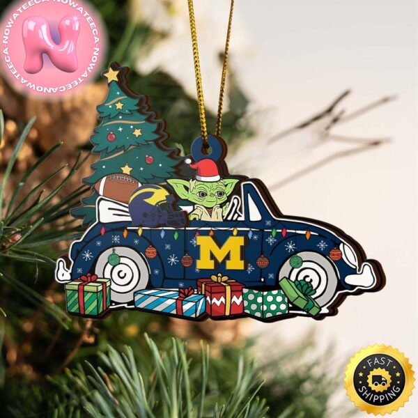 NCAA Michigan Wolverines And Baby Yoda Christmas Ornament