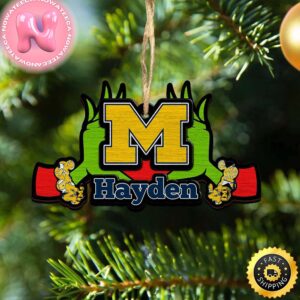 NCAA Michigan Wolverines Grinch Christmas Ornament Personalized Your Name