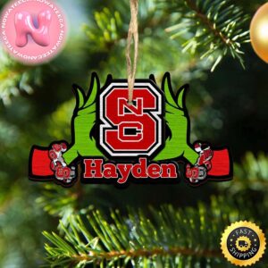 NCAA NC State Wolfpack Grinch Christmas Ornament Personalized Your Name