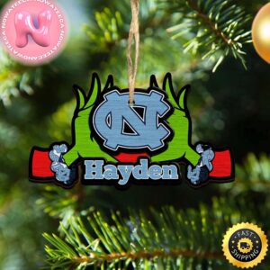 NCAA North Carolina Tar Heels Grinch Christmas Ornament Personalized Your Name