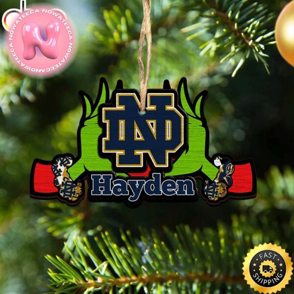 NCAA Notre Dame Fighting Irish Grinch Christmas Ornament Personalized Your Name Christmas Tree Decorations Ornament