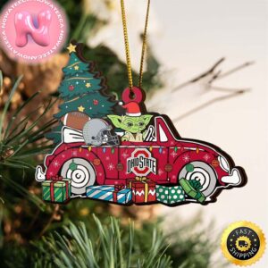 NCAA Ohio State Buckeyes And Baby Yoda Christmas Ornament