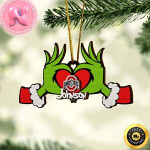 NCAA Ohio State Buckeyes And Grinch Christmas Ornament Custom Your Name