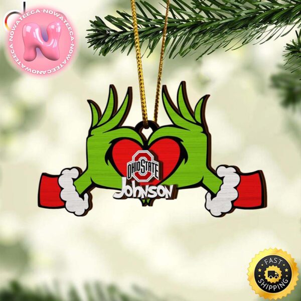 NCAA Ohio State Buckeyes And Grinch Christmas Ornament Custom Your Name Christmas Tree Decorations Ornament