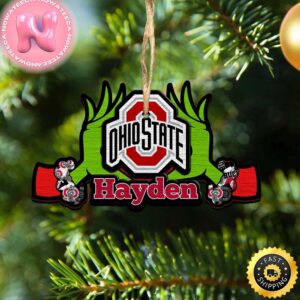 NCAA Ohio State Buckeyes Grinch Christmas Ornament Personalized Your Name