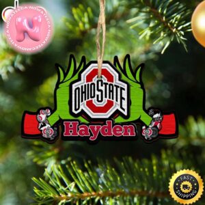 NCAA Ohio State Buckeyes Grinch Christmas Ornament Personalized Your Name Christmas Tree Decorations Ornament