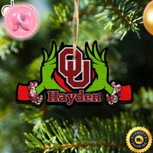 NCAA Oklahoma Sooners Grinch Christmas Ornament Personalized Your Name Christmas Tree Decorations Ornament